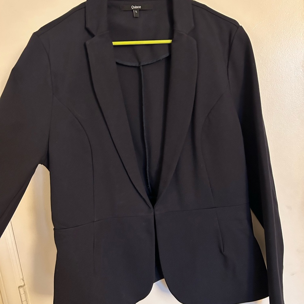 Quince Navy Blue Women's Fitted Blazer - Picture 2 of 5